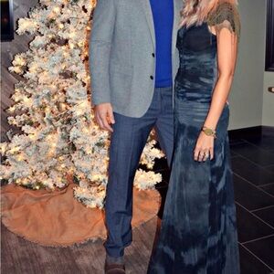 Tye dye mesh Maxi Dress with shoulder beading detail